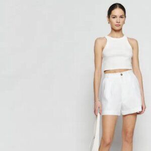 Reformation Mason Linen Short White - Size 8